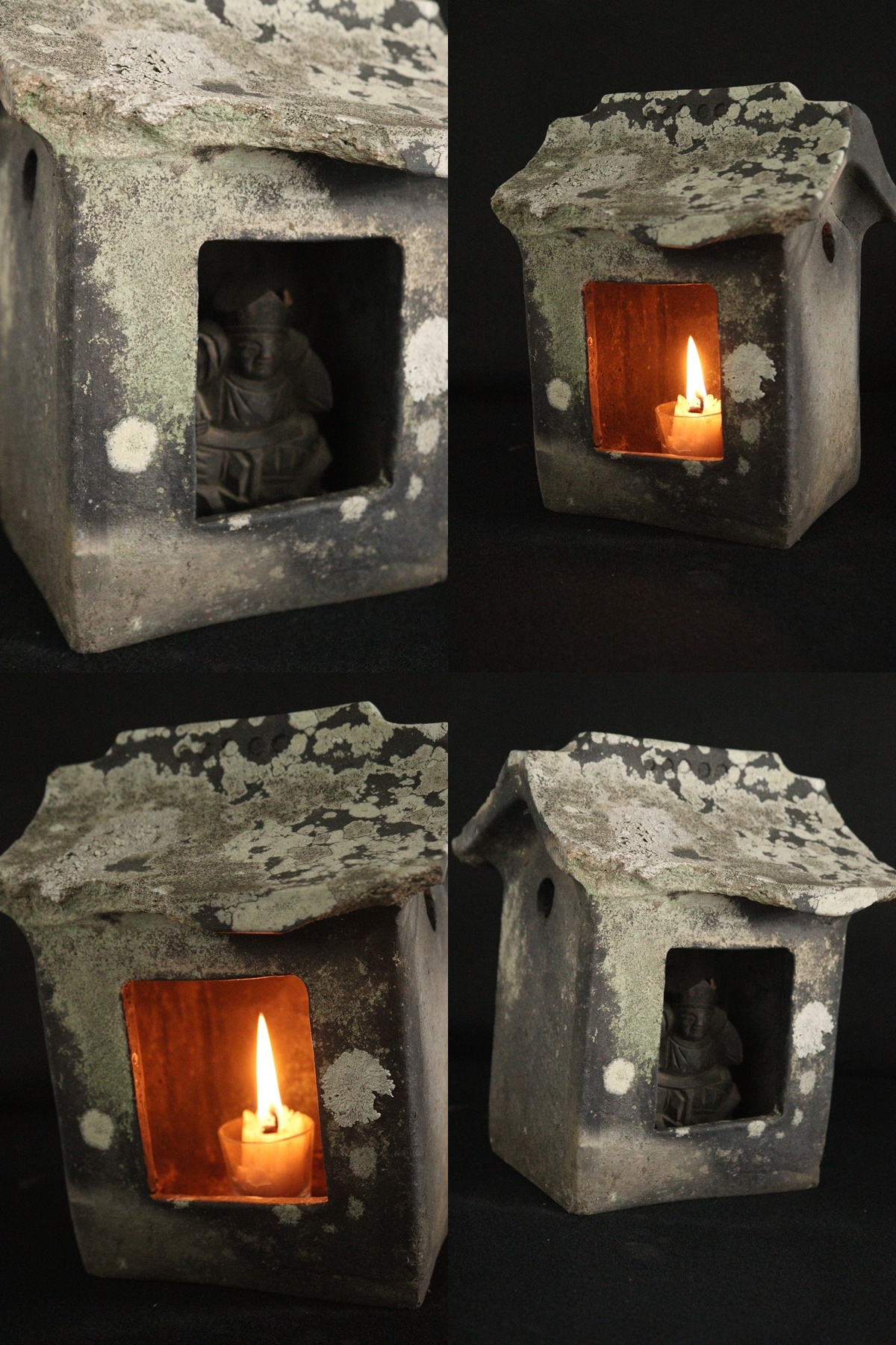 TB526瓦厨子 陶厨子 高さ約28cm◇神具/仏具/粘土瓦/宗教